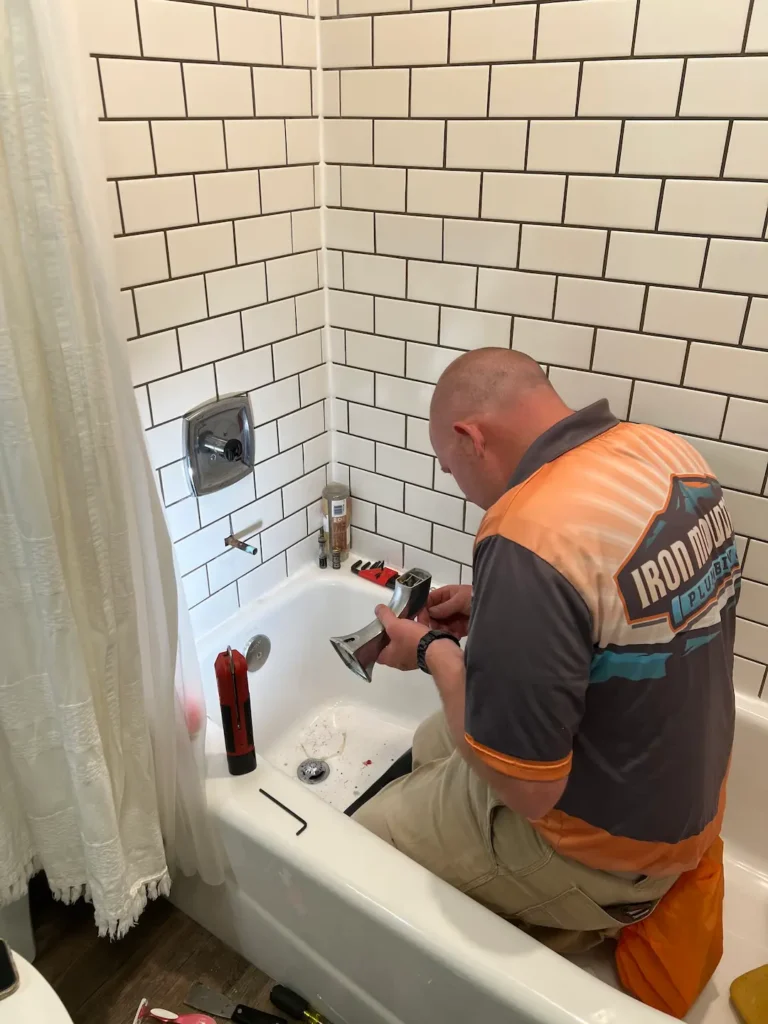 professional-installing-hard-water-treatment-Cedar-City-for-bathroom